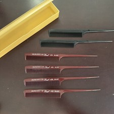 Vintage Krest Goldilocks V Rattail Comb Extra-fine Tooth In Box 4 Plus 2 Black