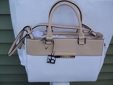 New Calvin Klein Valerie Tripple Compartment Tan/white Tote Bag .100%authentic