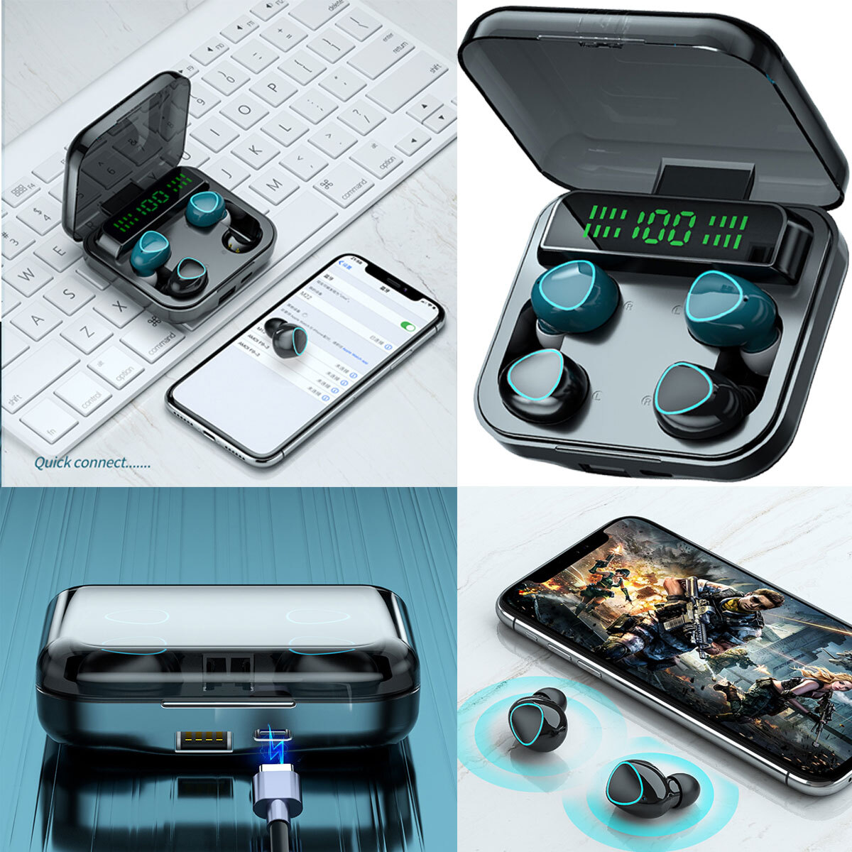 Dual Wireless Bluetooth 5.1 Headsets Earphones For Samsung Galaxy S24 Plus/Ultra
