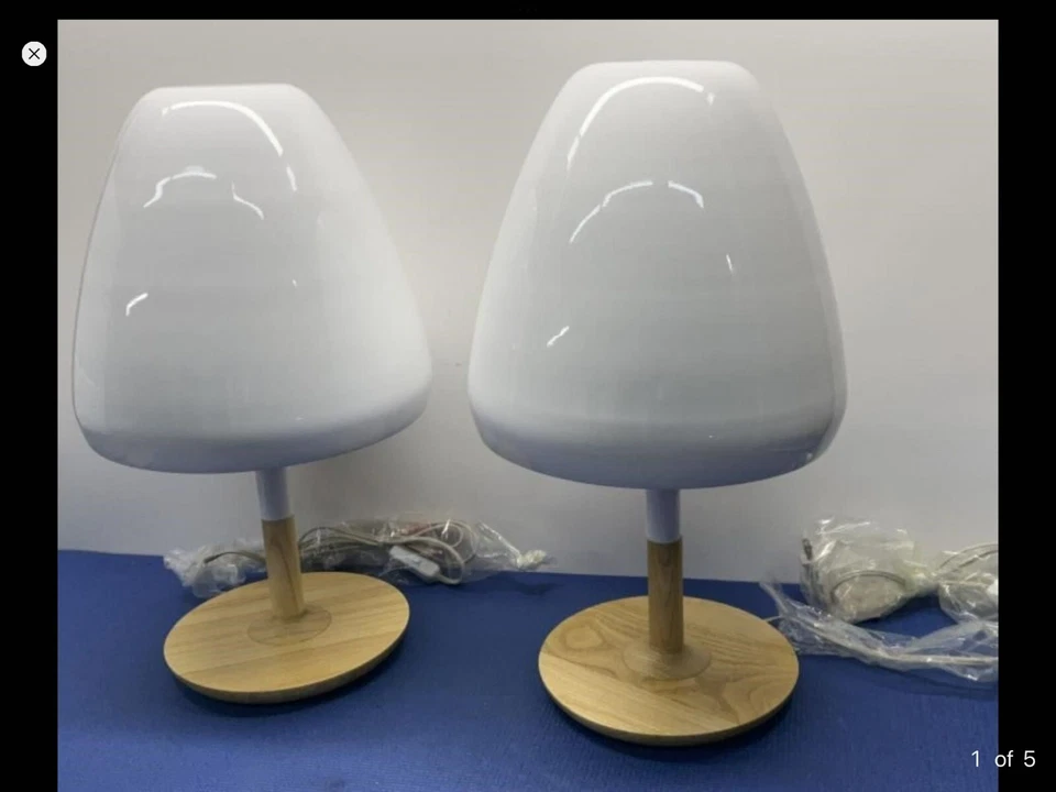 Lot Of 2 White Modern Alma Table Lamp The Aspen - Image 2 of 4
