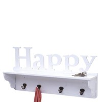 Wandgarderobe MCW-D41 Happy, Garderobe Regal, 4 Haken Massiv, Weiß