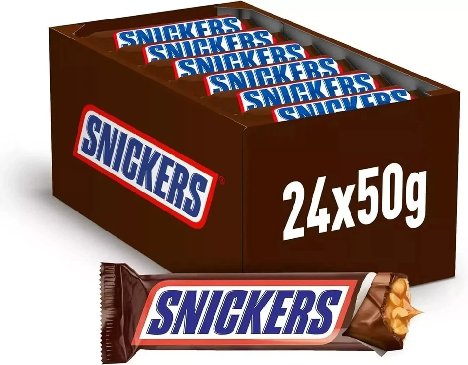 SNICKERS CHOCOLATE BARS 24 x 50g Full Box