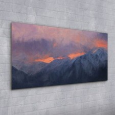 Acrylglasbild Wandbild Plexiglas 100x50 Foto Bild Dramatische Berge  Abend