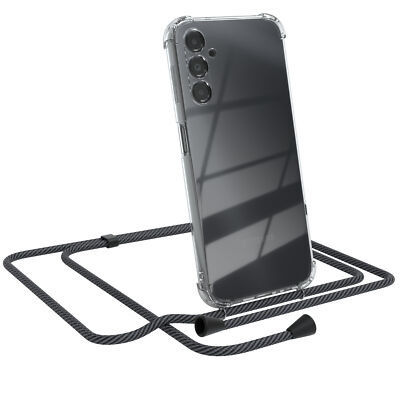 EAZY CASE für Samsung Galaxy A14 Hülle mit Band Handykette Silikon Cover Schwarz