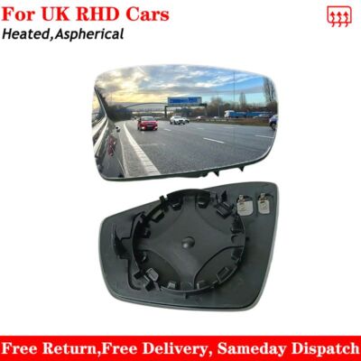 For VW Polo 2009-2017 Heated Aspherical Wing Mirror Glass Left Passenger Side