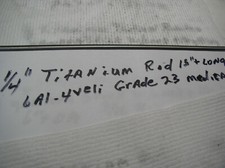 1/4" TITANIUM ROD 1 PCS. 15 " LONG MEDICAL GRADE 6 AL-4VELI GRADE 23