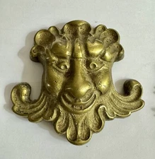 Antique cast brass Man figural architectural Pediment Ornament Fireplace Screen