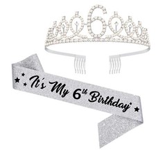6th Birthday Sash and Tiara for Girls 6 Fabulous Glitter Sash and Birthday ...