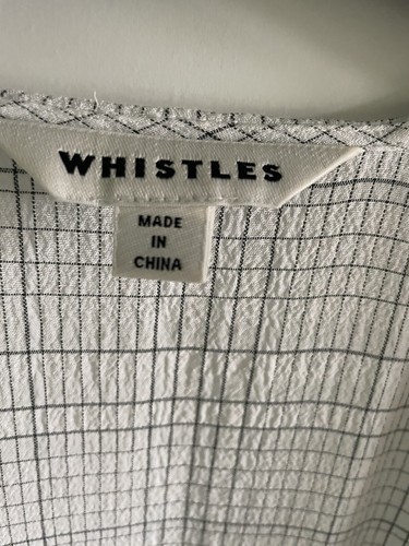 Whistles Midi Dress Floaty Check Size 12 Puff Sleeves - Picture 12 of 23