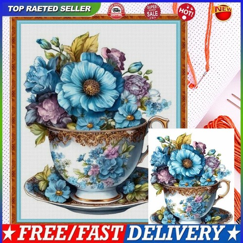 Full Embroidery Eco-cotton Thread 18CT Counted Flower Cross Stitch Kit 20x25cm