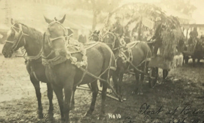 Antique RPPC Horse Wagon Parade Float Waverly Bremer County Fair IA 1912 #131