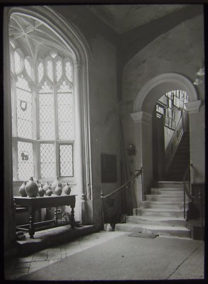 Glas magische Laterne Dia FREMDE HALLE INNEN NORWICH UM 1910 FOTO NORFOLK