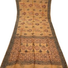 Vintage Orange Sarees 100 Pure Silk Printed Indian Sari 6YD Decor Craft Fabric