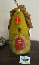 Wild Woolies Felt Birdhouse "Forest House" Green Brown, Natural Wool NEW