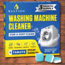 Bastion Washing Machine Cleaner, Deodorizer, & Descaler 6-Pack - 3 Month Supply