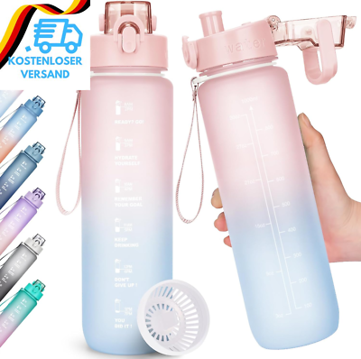 Trinkflasche 1L Wasserflasche Bpa-Frei Sport Auslaufsicher Sportflasche