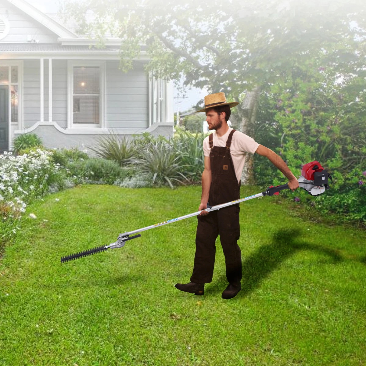 51.7CC 2 Stroke Gas Powered Pole Saw Brush Cutter Gas Tree Weed