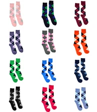 Men's Dress Socks Argyle Diamond Pattern Premium Cotton Wedding Groomsmen Prom