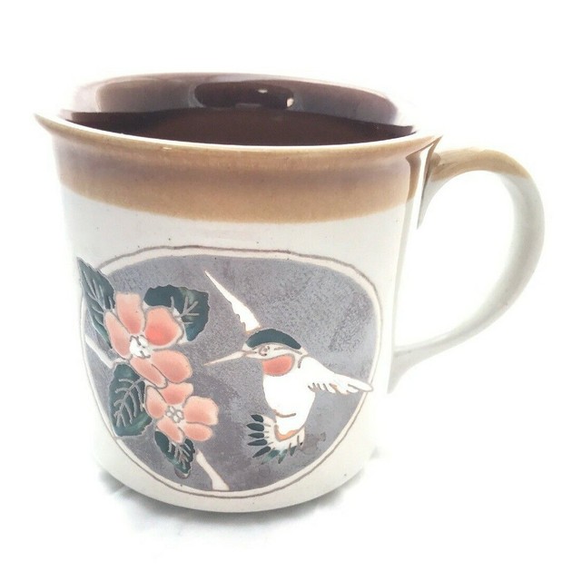 Otagiri Japan Coffee Cup Mug Hummingbird in Flight Brown Earthenware