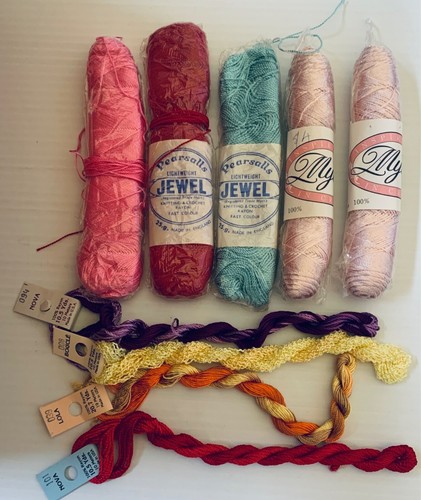 Vintage Rayon Embroidery Crochet Knit Thread Yarn Pearsalls Mixed LOT x 9