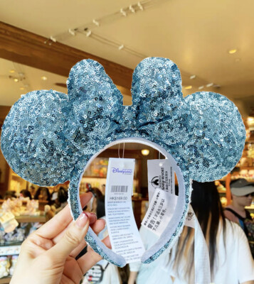 Loungefly Limited Edition Disney Parks Black & Blue Sequin Minnie Ears Headband Disney Parks DESIGNER Collection Loungefly Minnie Mouse Ears  main image 4