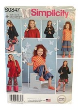 Simplicity S0847 Girls' Tops Pants Skirt Sewing Pattern HH 3-6