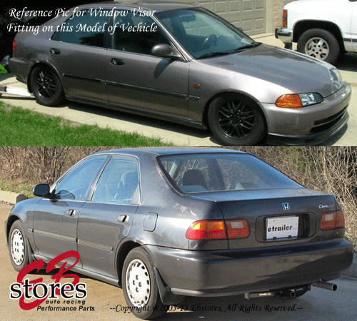 For 1992-1995 Honda Civic Sedan Smoke Window Visor Rain Guard Deflector 4pcs Set - Bild 8 von 8