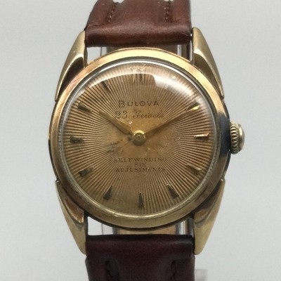 Vtg Bulova 23 Jewels Mens Watch 31mm Gold Tone Automatic BROKEN PARTS REPAIR