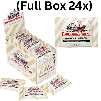 Fisherman's Friend Honey Lemon Sugar Free Menthol Lozenges 25g (Box Of 24 Packs)
