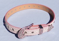 Shyanne Genuine Leather Kids Girls Youth Pink Rose Cowgirl Belt Size 24