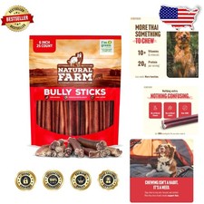6" Bully Sticks 25 Count Bag Odor-Free Digestible Beef Pizzle Chews