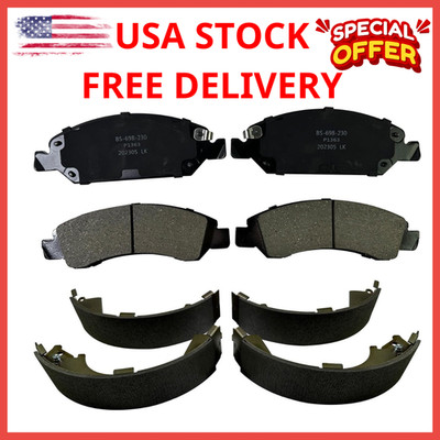 Front Ceramic Brake Pads and Rear Brake Shoes for 2008-2013 Chevy Silverado 1..