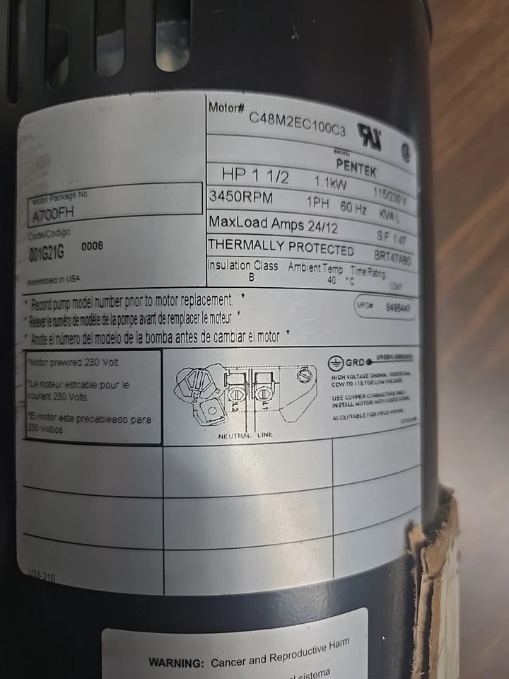 Motor bomba de repuesto STA RITE HMSF-1FL 115/230 1 fase Foto 2 de 4