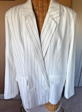 Women's White Pin-striped Blazer. Dry Cleaned - Size Large