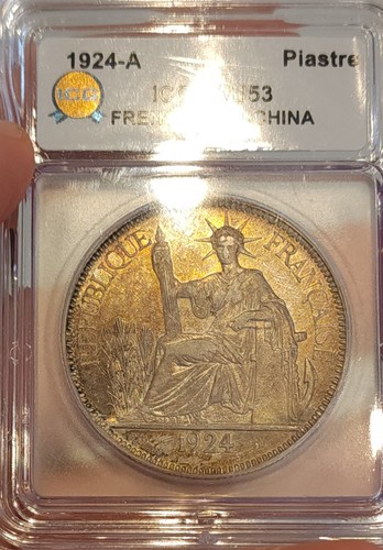 1924 A French Indo Piastre ICG AU Graded
