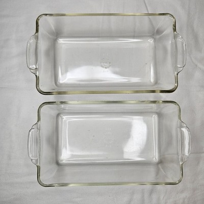 Vtg PYREX 212 Clear Glass Bread Loaf Pans 1.5 Quart Set of 2 Made in USA