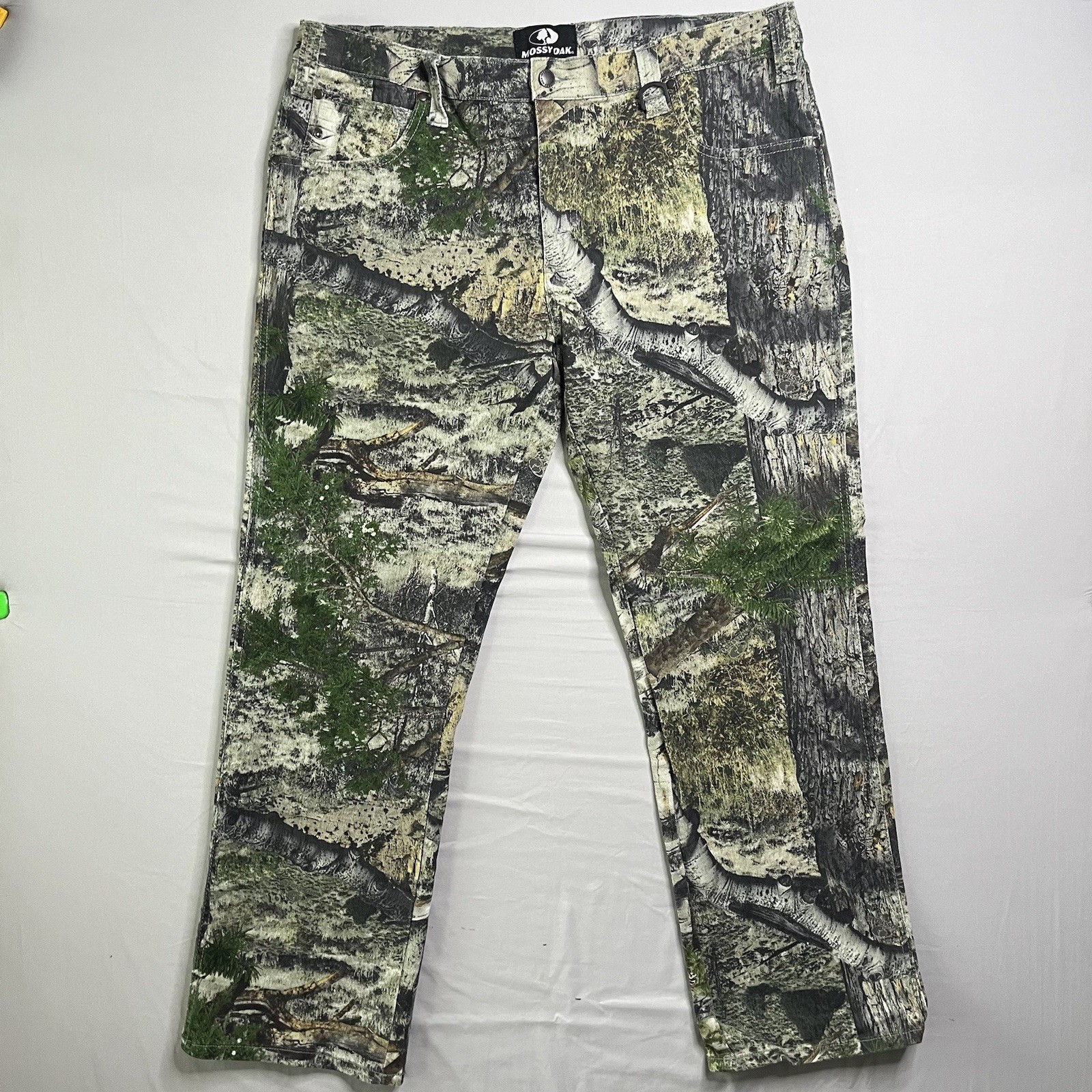 Mens 38x32 Tree Camouflage Stretch Denim Streetwear Y2k
