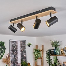 Vintage Deckenlampe aus Holz und Metall, Boho-Stil, schwarz, fürs Wohnzimmer