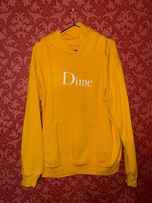 Dime Hoodie MTL Skateboarding Vintage Rare Men's M YELLOW Skate Brand