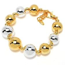 Graziella 23K Gold Plated Electroform Two-tone Beaded Bracelet