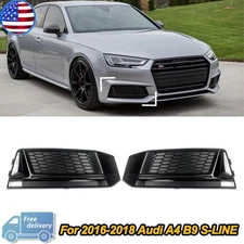 RS5 Style For Audi A4 B9 S-line S4 B9 2016-18 Pair Fog Light Cover Grille Black