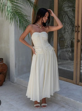 ASTR THE LABEL long  DRESS cream strapless dress size M NWT $168msrp