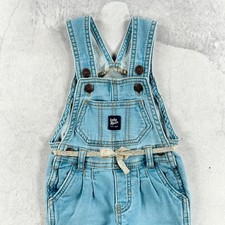 OshKosh Dungarees Baby 3 Months Light Blue Gold Belt Bib Overalls