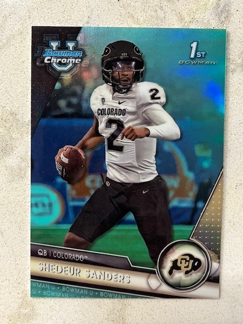 SHEDEUR SANDERS 2023 Bowman University 1st Chrome AQUA Refractor # 264/299