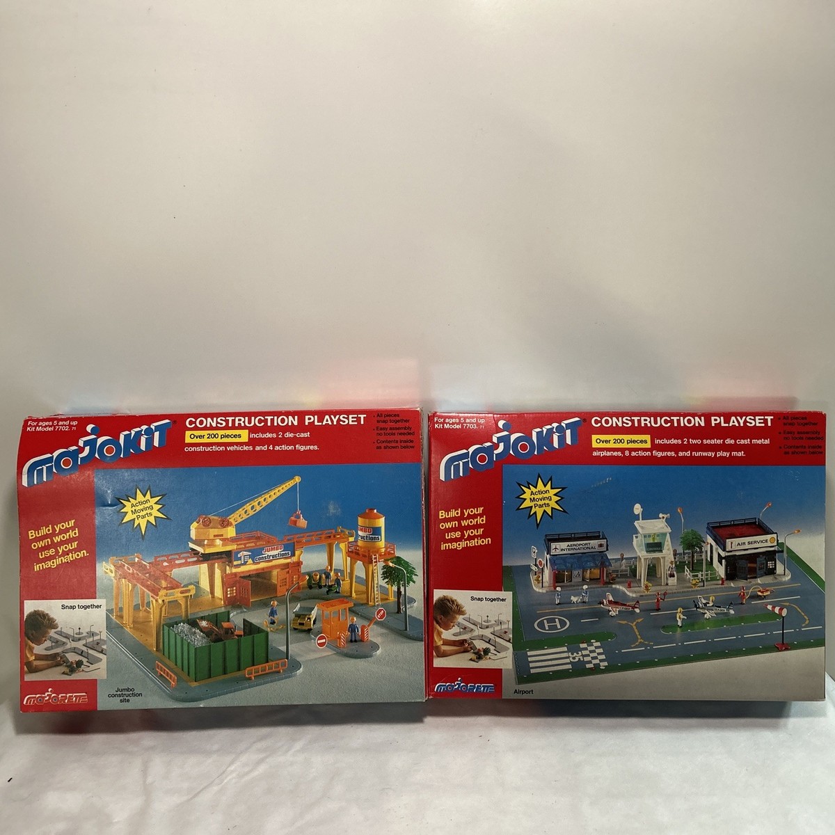 2 Majorette Majokit CONSTRUCTION PLAYSETS Airport & Jumbo