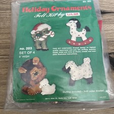 NEW Vintage 1977 Christmas Animal Ornaments Holiday Felt Kit NO 203 By Titan