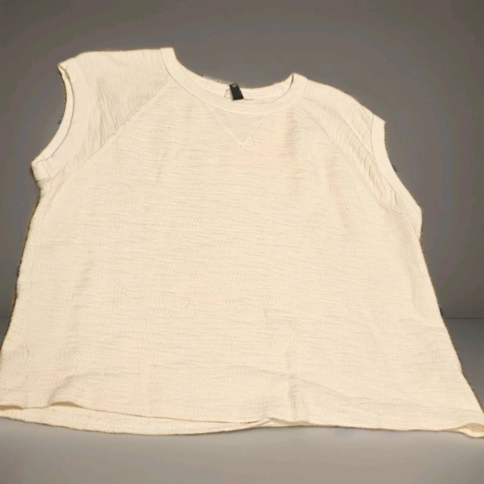 OFF WHITE Felpa universale filo senza maniche testurizzata top bianco sporco taglie forti large