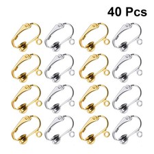 40 Pcs Adjustable Metal Clip On Earrings Non Pierced Girls Ear Accessories