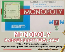 Board Game Parts: MONOPOLY, Parker Brothers, 1973, replacement pieces