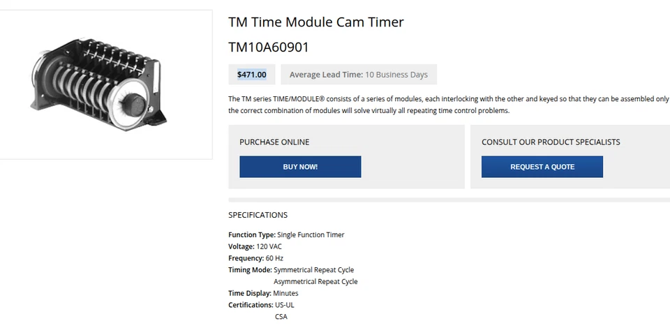 Eagle Signal Danaher TM10A60901 TM Series Time Module Repeat Cycle Timer 3 min - Image 2 of 4